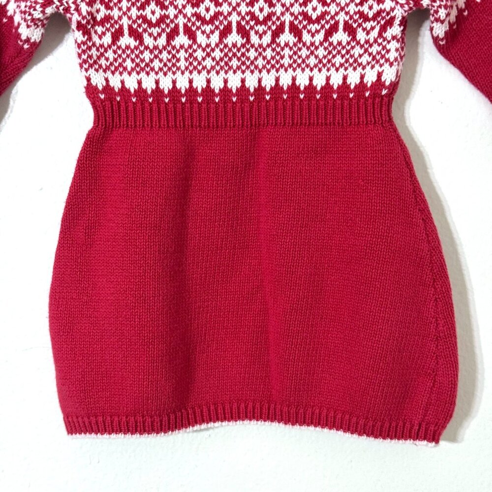 Ralph Lauren Baby Red Cotton Fair Isle Sweater Dress Hooded Holiday Christmas - Picture 7 of 12